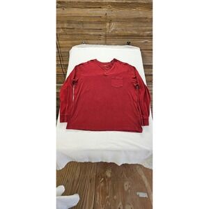 RedHead Brand Co Mens XL Red Long Sleeve Henley Shirt Chest Pocket Casual Top